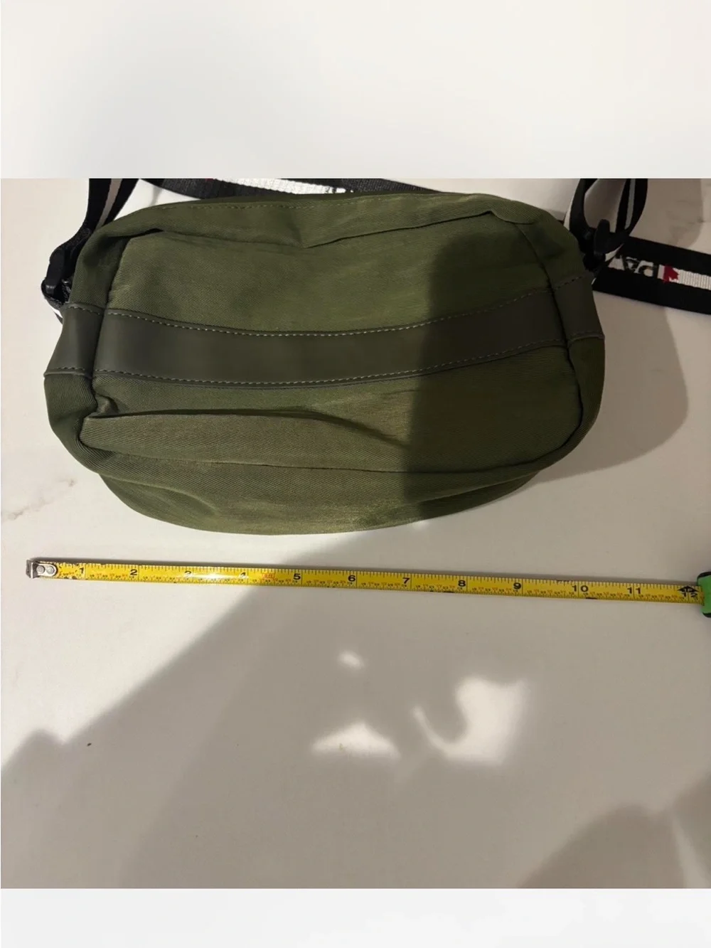 Pajar Olive Green Crossbody Belt Bag with Black & White Strap